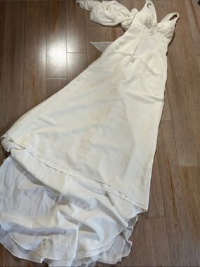 VTG Lana Bisset Ivory Formal Sleeveless Wedding Gown Embellished Bodice sz 2